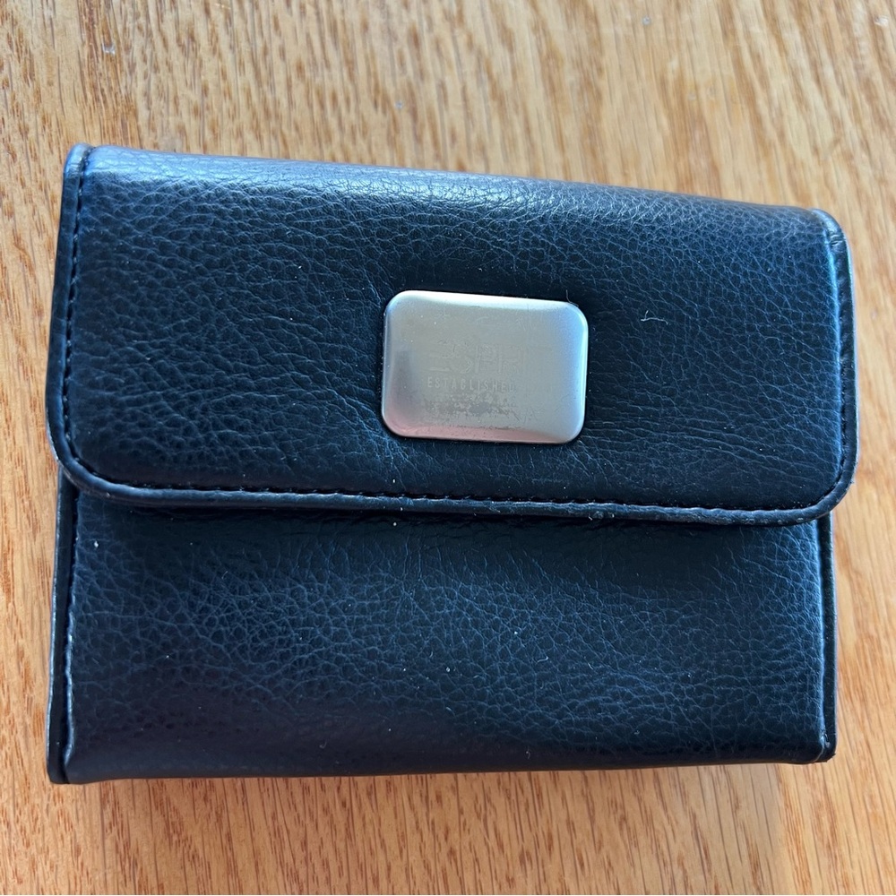Esprit Black Leather Wallet with Silver Detail